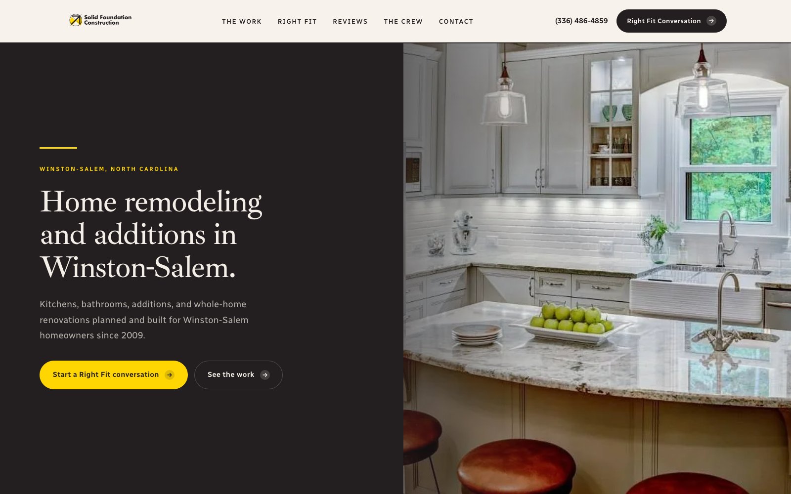 The new Solid Foundation Construction homepage concept