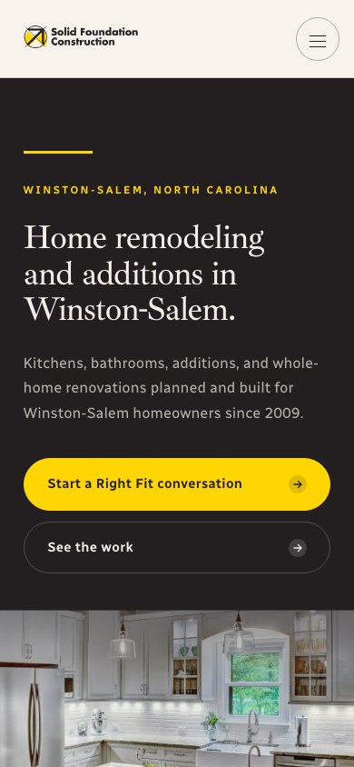 The new homepage on a phone