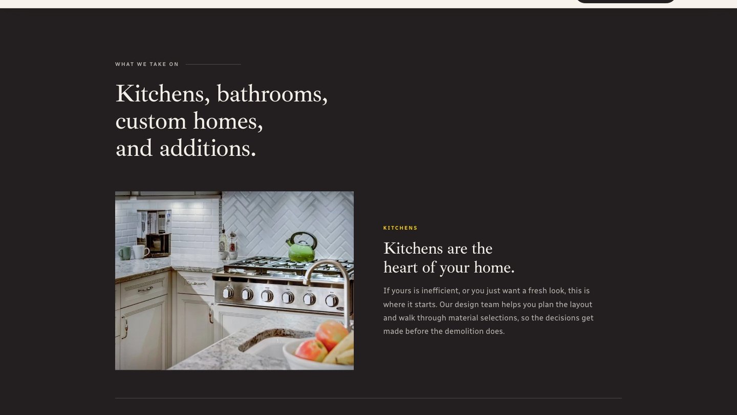 The work section of the new homepage